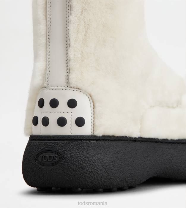 w. g. botine cu șireturi din piele de oaie femei Tod's 080D173 alb