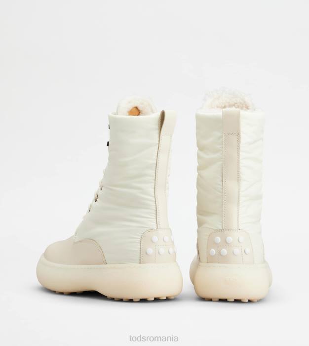 w. g. botine cu șireturi din piele și material textil femei Tod's 080D154 alb