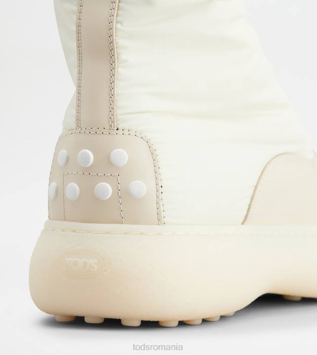 w. g. botine cu șireturi din piele și material textil femei Tod's 080D154 alb