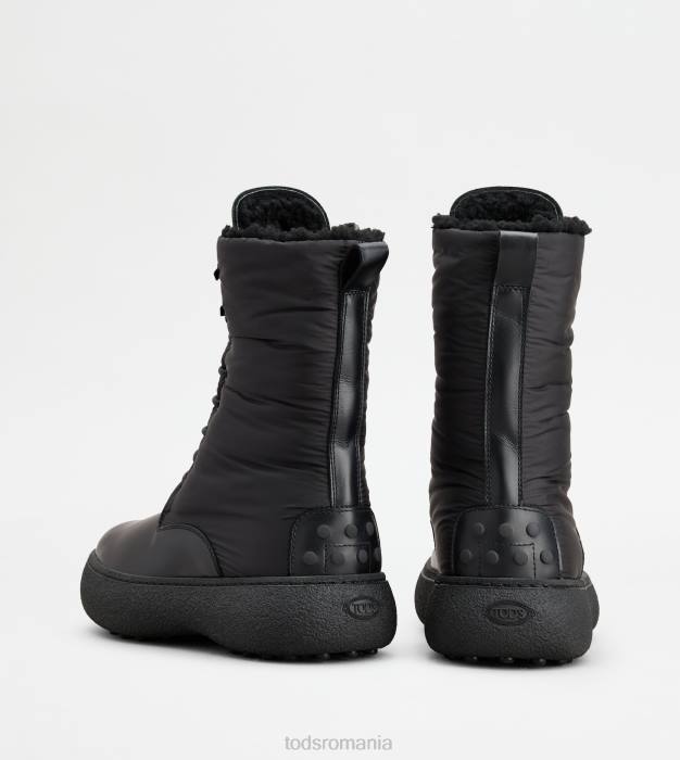 w. g. botine cu șireturi din piele și material textil femei Tod's 080D156 negru