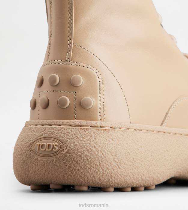 w. g. botine cu siret din piele femei Tod's 080D155 bej