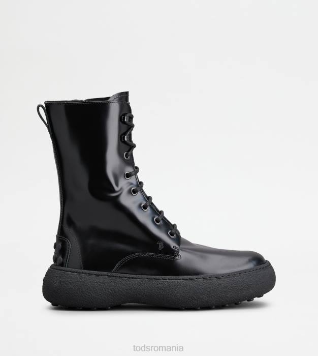 w. g. botine cu siret din piele femei Tod's 080D157 negru