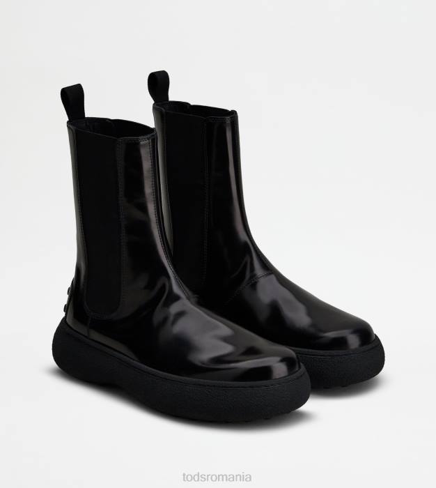w. g. cizme chelsea din piele femei Tod's 080D158 negru
