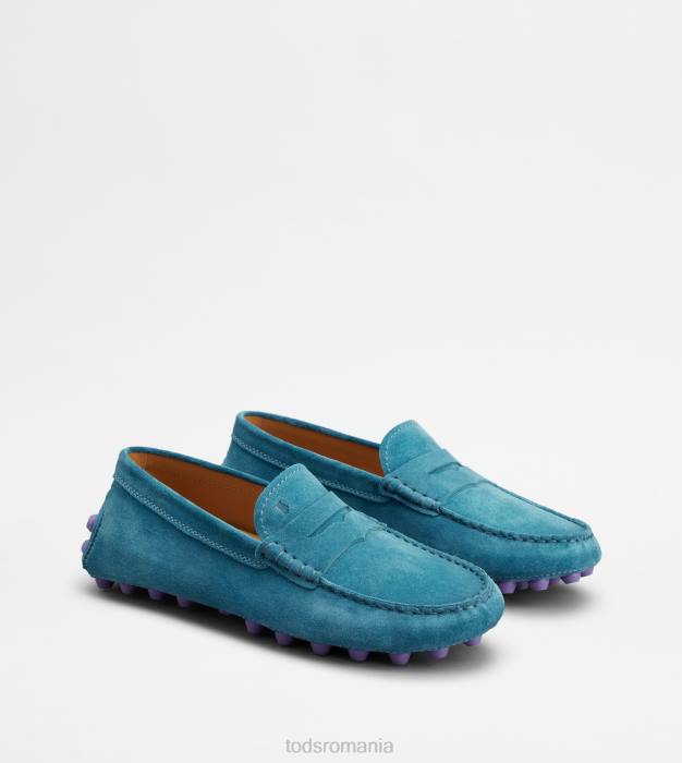 bubble gommino din piele intoarsa femei Tod's 080D89 albastru deschis