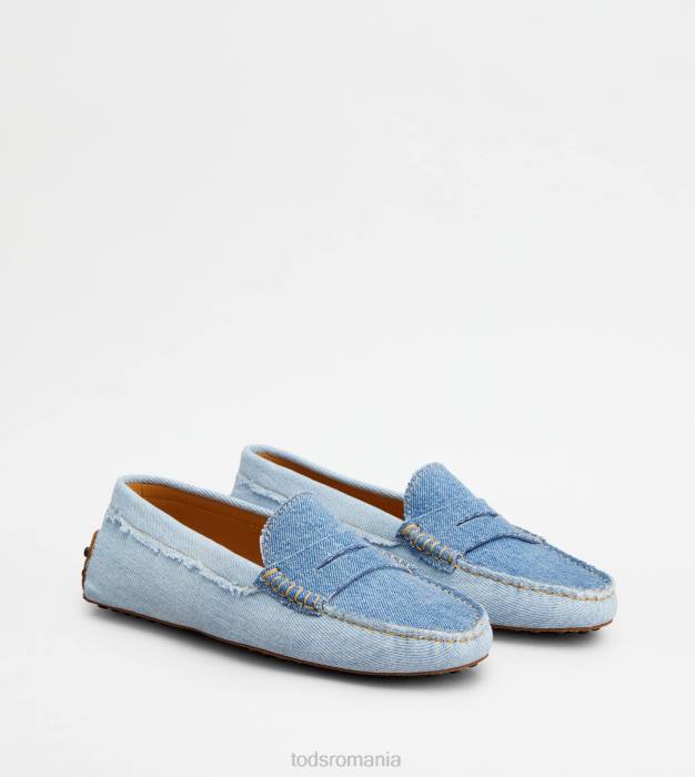 pantofi de conducere gommino din denim femei Tod's 080D116 albastru deschis/albastru