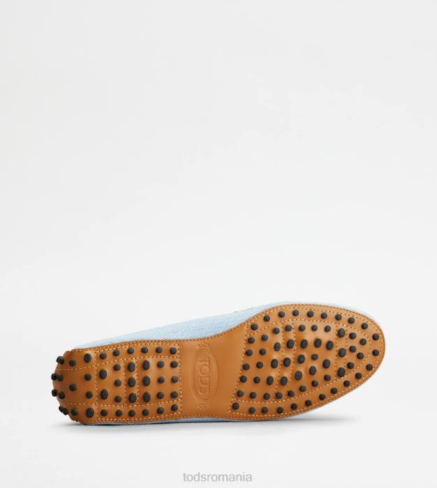 pantofi de conducere gommino din denim femei Tod's 080D116 albastru deschis/albastru