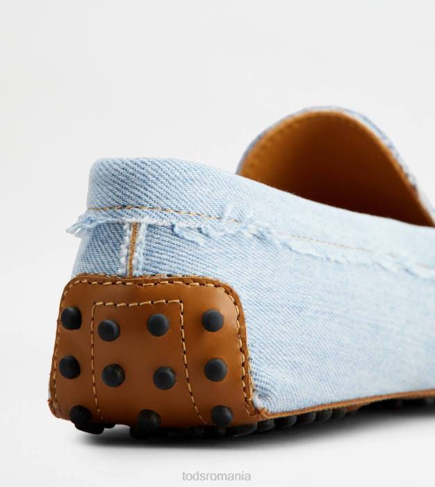 pantofi de conducere gommino din denim femei Tod's 080D116 albastru deschis/albastru