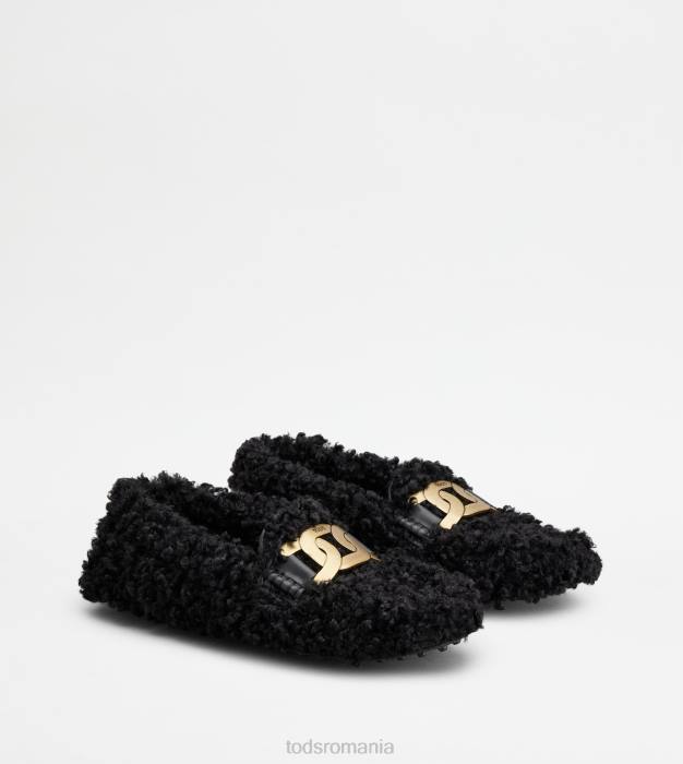 pantofi de șofer kate gommino din blană artificială și piele femei Tod's 080D115 negru