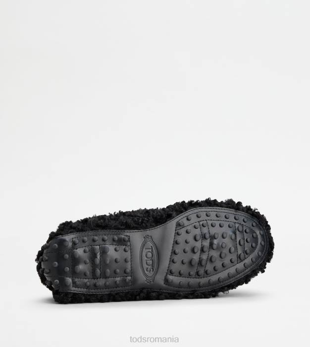 pantofi de șofer kate gommino din blană artificială și piele femei Tod's 080D115 negru