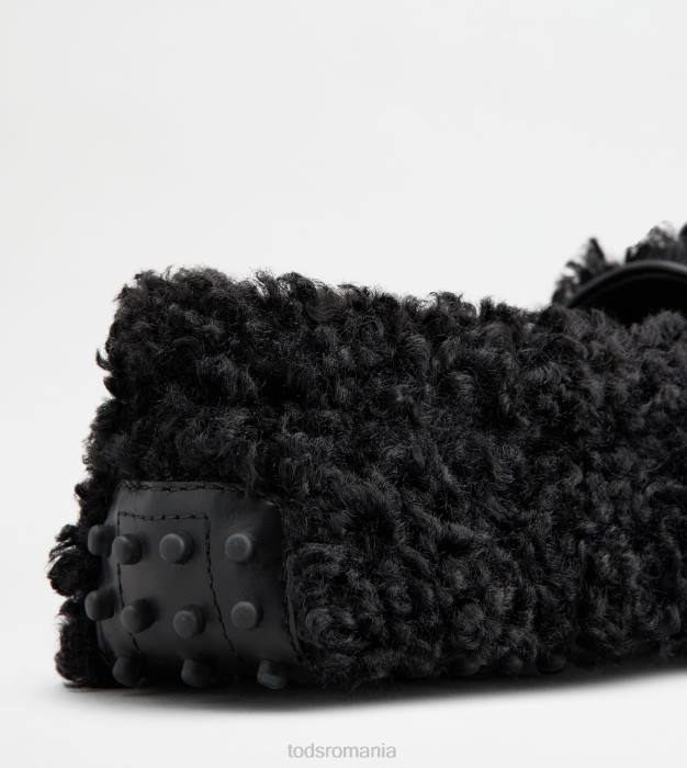 pantofi de șofer kate gommino din blană artificială și piele femei Tod's 080D115 negru