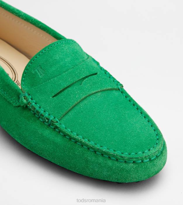 pantofi gommino din piele intoarsa femei Tod's 080D103 verde