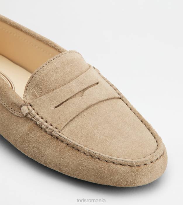 pantofi gommino din piele intoarsa femei Tod's 080D104 bej