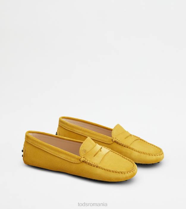 pantofi gommino din piele intoarsa femei Tod's 080D108 galben