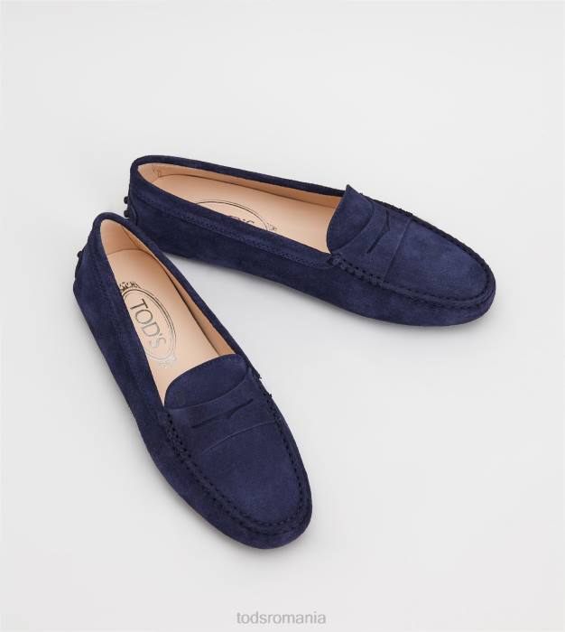 pantofi gommino din piele intoarsa femei Tod's 080D113 albastru