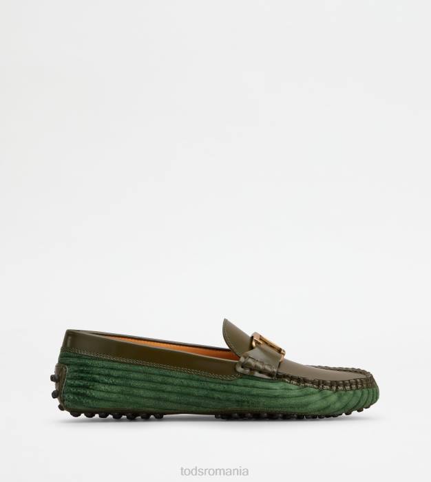 t pantofi gommino atemporale din piele și catifea femei Tod's 080D79 verde
