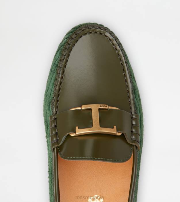 t pantofi gommino atemporale din piele și catifea femei Tod's 080D79 verde