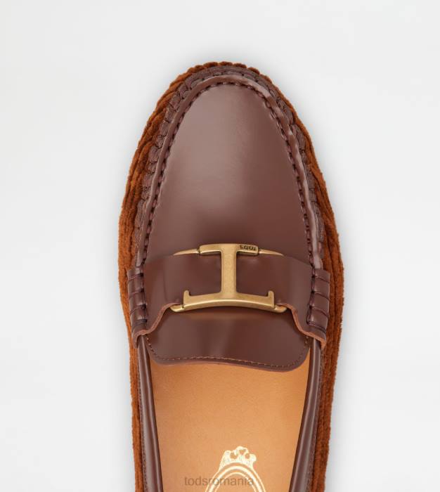 t pantofi gommino atemporale din piele și catifea femei Tod's 080D80 maro