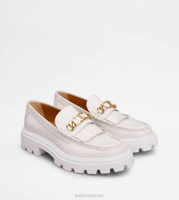 mocasini cu franjuri din piele femei Tod's 080D6 alb