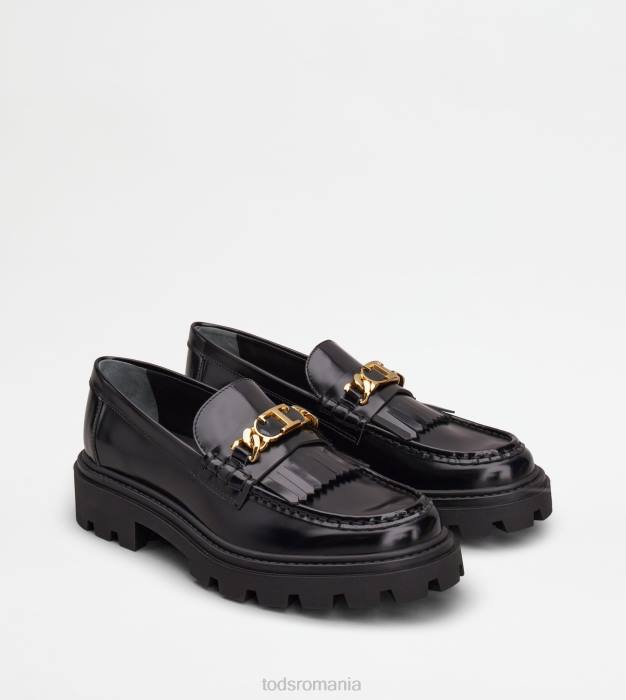 mocasini cu franjuri din piele femei Tod's 080D7 negru