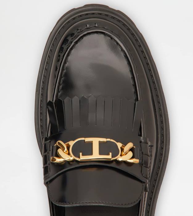 mocasini cu franjuri din piele femei Tod's 080D7 negru