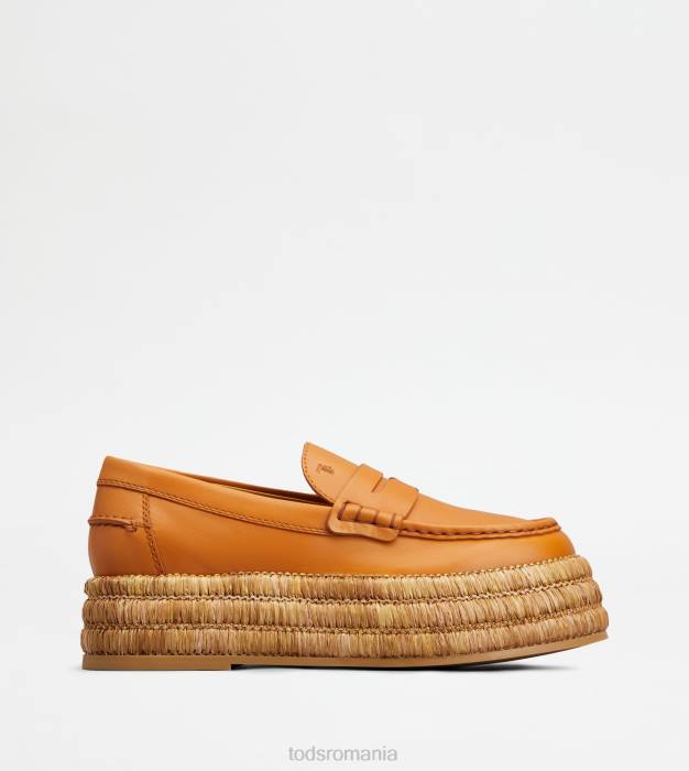 mocasini cu platforma din piele femei Tod's 080D3 portocale