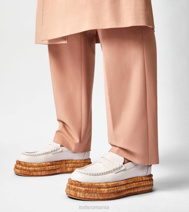 mocasini cu platforma din piele femei Tod's 080D62 alb