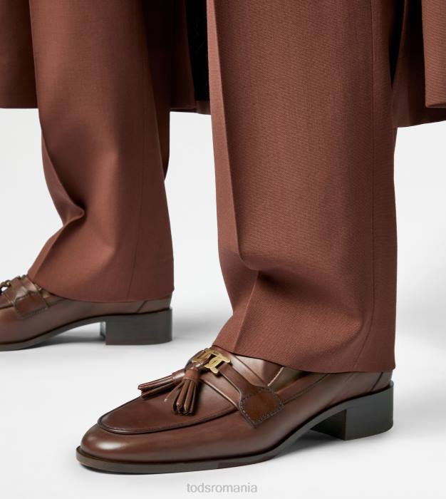 mocasini din piele cu ciucuri femei Tod's 080D13 maro