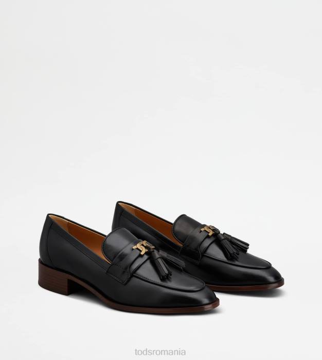 mocasini din piele cu ciucuri femei Tod's 080D14 negru