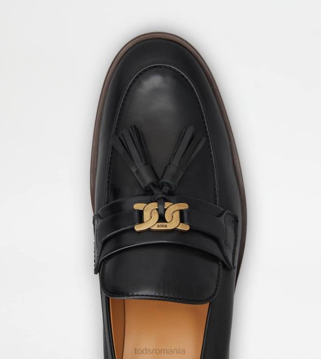 mocasini din piele cu ciucuri femei Tod's 080D14 negru