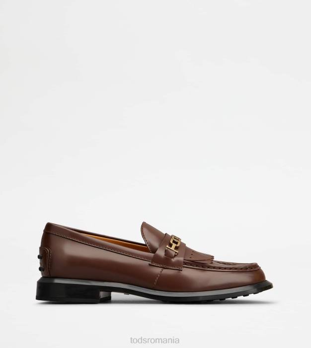 mocasini din piele cu franjuri femei Tod's 080D39 maro