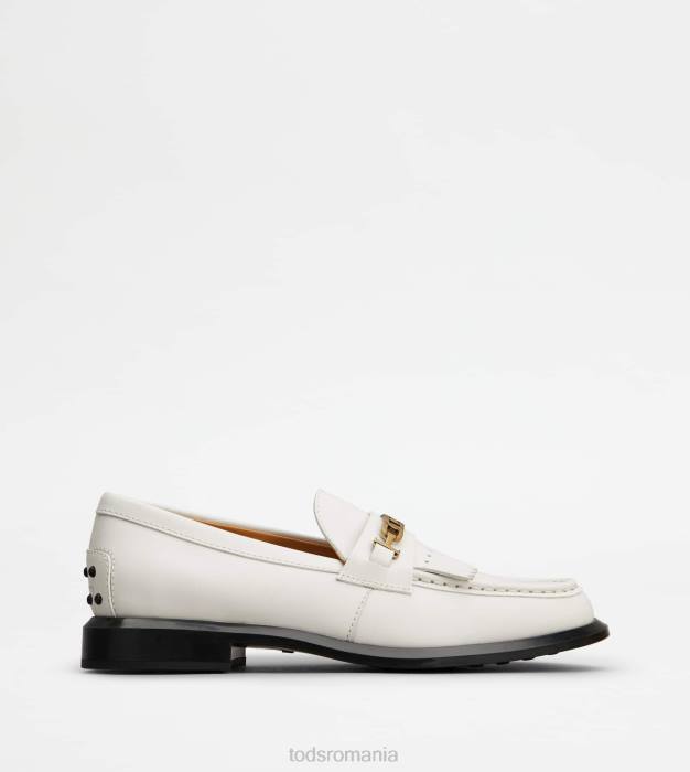 mocasini din piele cu franjuri femei Tod's 080D40 alb
