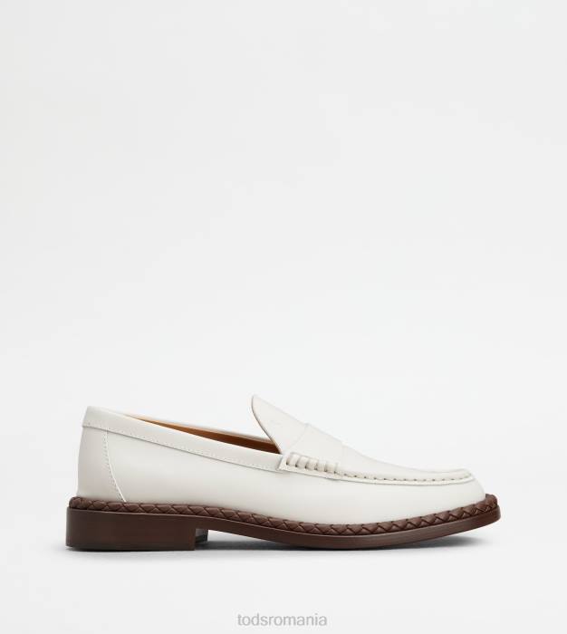 mocasini din piele cu vard femei Tod's 080D33 alb