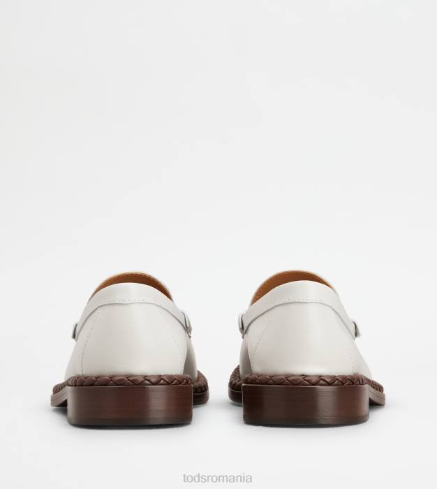 mocasini din piele cu vard femei Tod's 080D33 alb