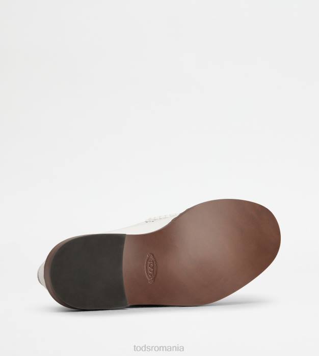 mocasini din piele cu vard femei Tod's 080D33 alb