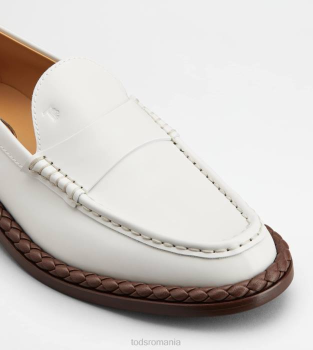 mocasini din piele cu vard femei Tod's 080D33 alb