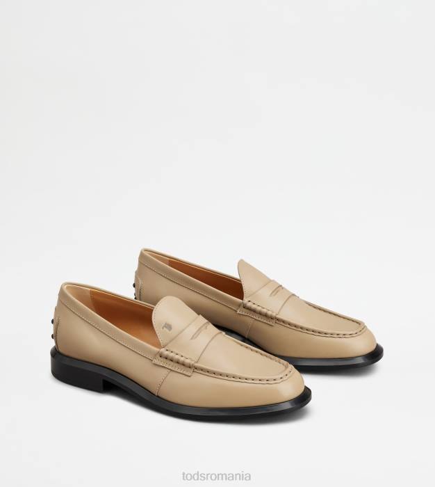 mocasini din piele femei Tod's 080D37 bej