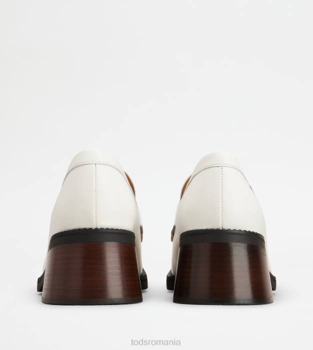 mocasini kate din piele cu toc femei Tod's 080D2 alb