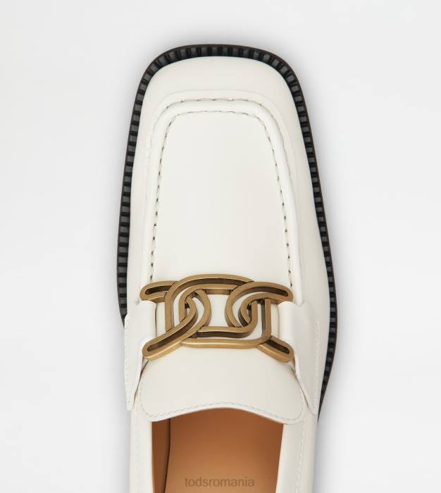 mocasini kate din piele cu toc femei Tod's 080D2 alb