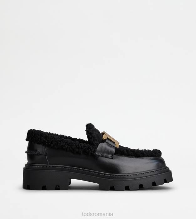 mocasini kate din piele si piele de oaie femei Tod's 080D36 negru