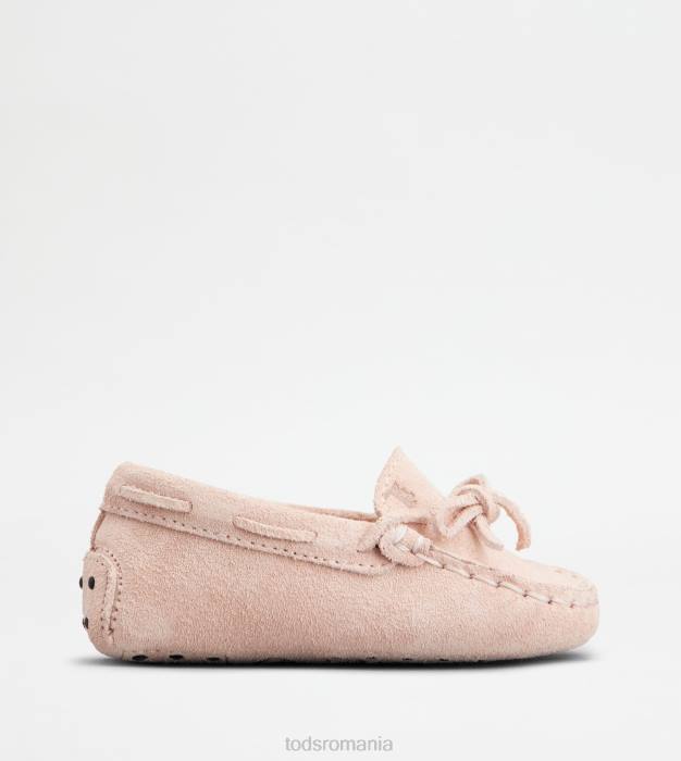 pantofi de conducere gommino junior din piele intoarsa femei Tod's 080D625 roz