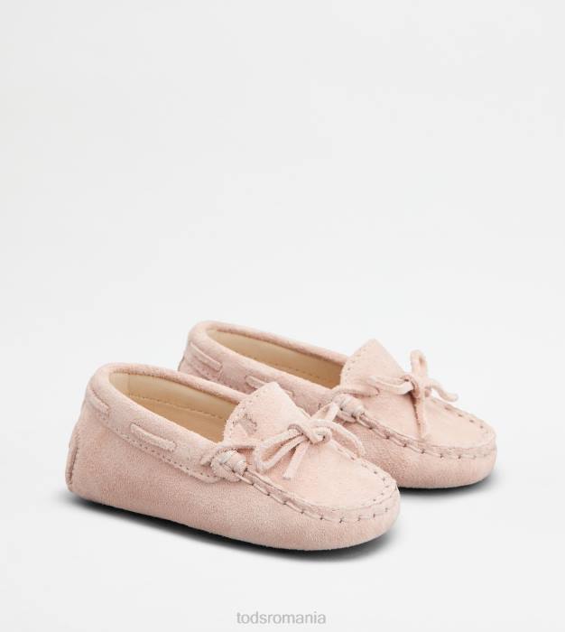 pantofi de conducere gommino junior din piele intoarsa femei Tod's 080D625 roz