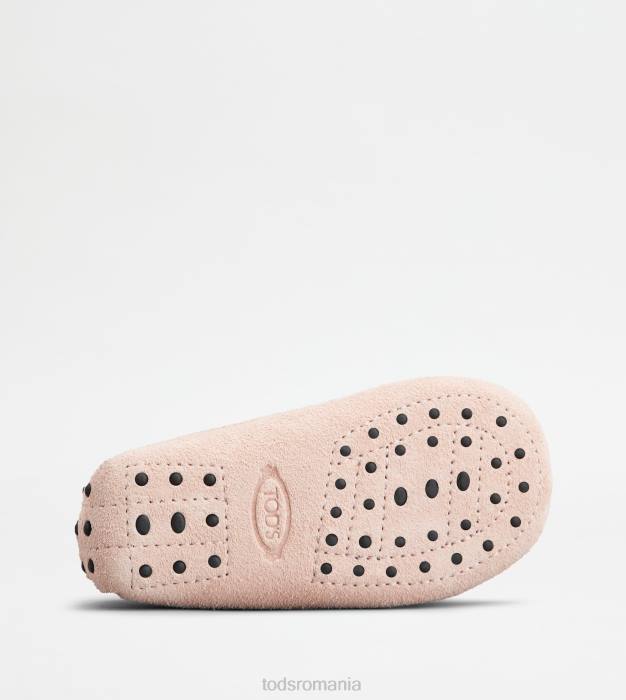 pantofi de conducere gommino junior din piele intoarsa femei Tod's 080D625 roz