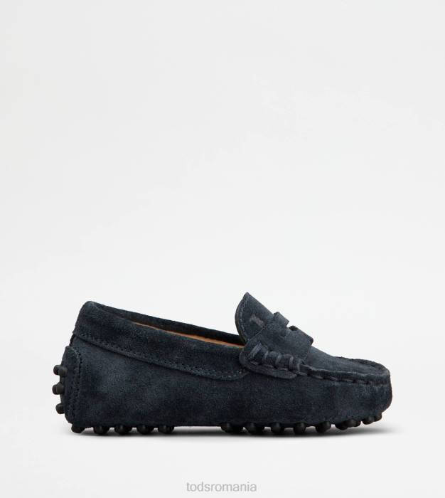 pantofi de conducere gommino junior din piele intoarsa femei Tod's 080D627 albastru