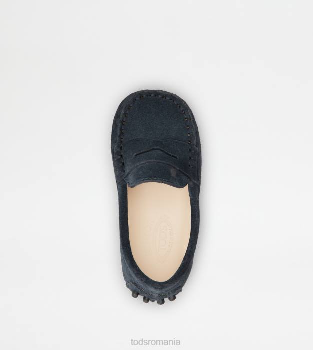pantofi de conducere gommino junior din piele intoarsa femei Tod's 080D627 albastru