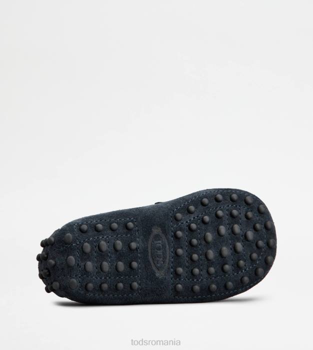 pantofi de conducere gommino junior din piele intoarsa femei Tod's 080D627 albastru