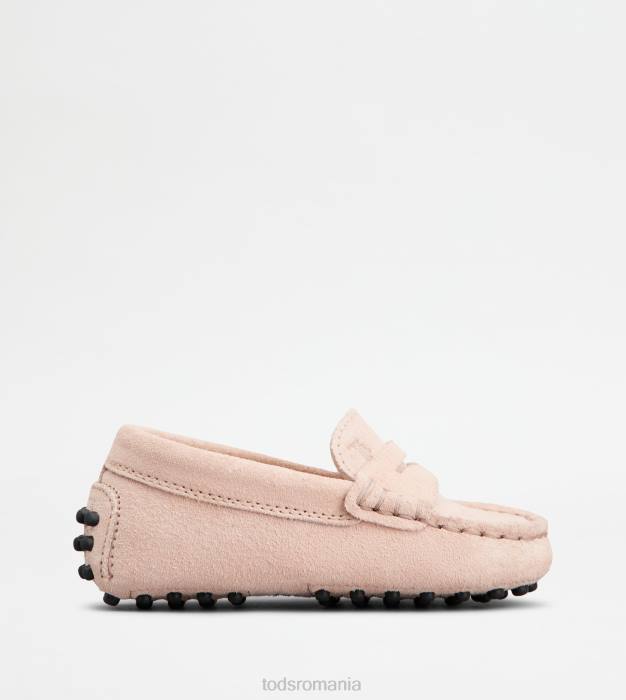 pantofi de conducere gommino junior din piele intoarsa femei Tod's 080D628 roz