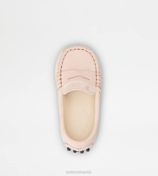 pantofi de conducere gommino junior din piele intoarsa femei Tod's 080D628 roz