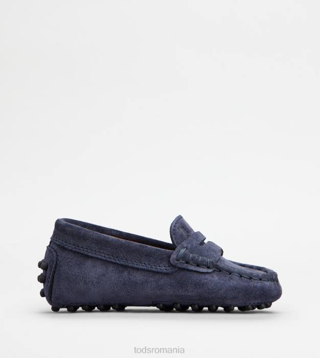 pantofi de conducere gommino junior din piele intoarsa femei Tod's 080D631 albastru