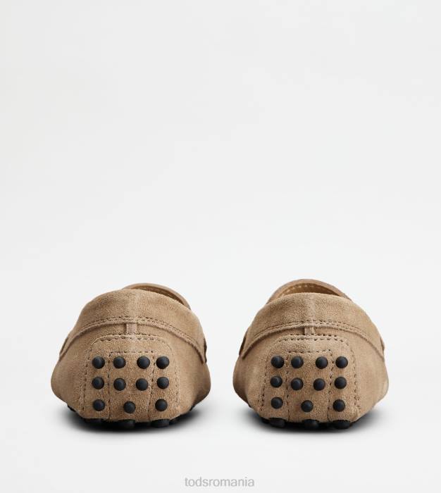 pantofi de conducere gommino junior din piele intoarsa femei Tod's 080D632 bej