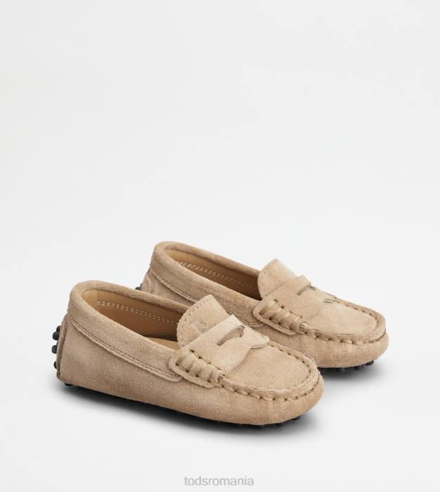 pantofi de conducere gommino junior din piele intoarsa femei Tod's 080D632 bej